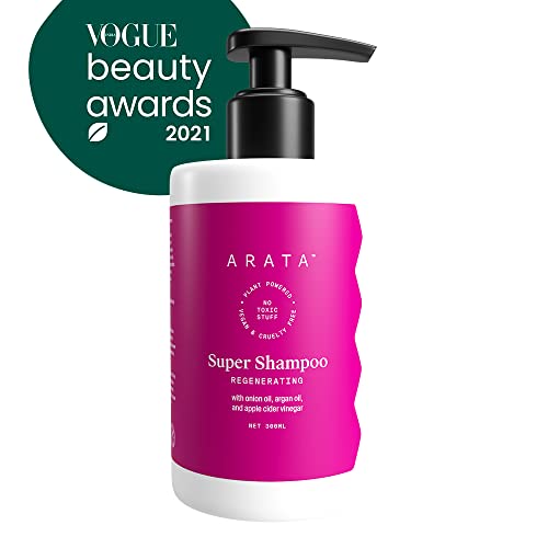 Arata מתחדש 5-in-1 Super Shampoo | שמן בצל איורוודי, Bhringraj, חומץ תפוחים, שמן ארגן | מפחית את נפילת